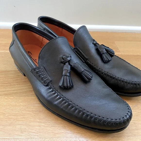 Santoni Warner Loafers Santoni Polished Black Leather Double-Buckle Loafer main image 4